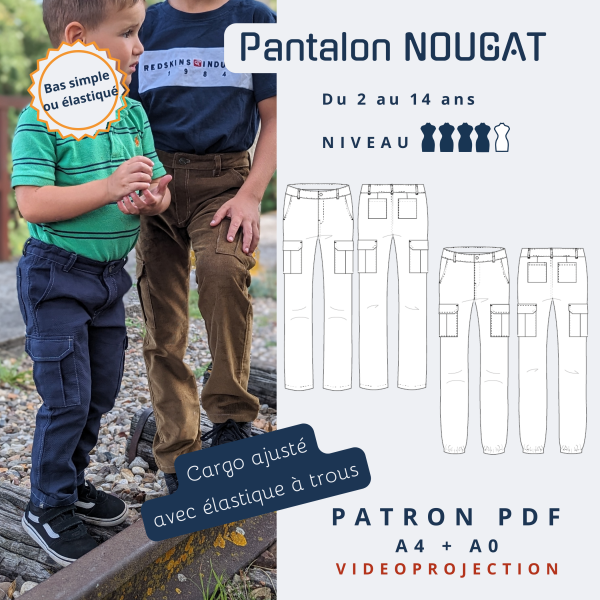 Patron Couture Pantalon NOUGAT - Cargo enfant (mixte) - Tailles 2 au 14 ans