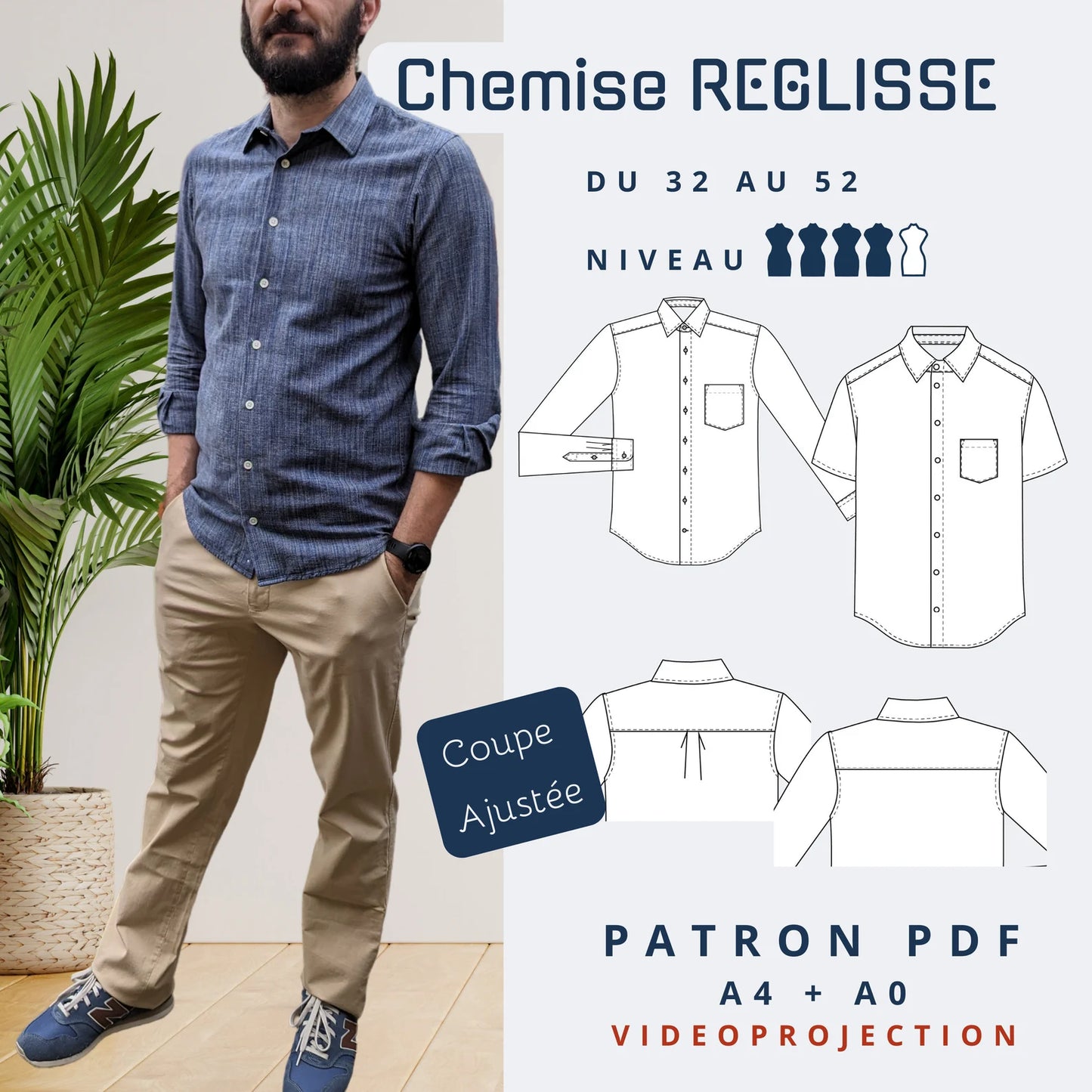 Réglisse - Chemise Homme - Tailles 36 -> 52