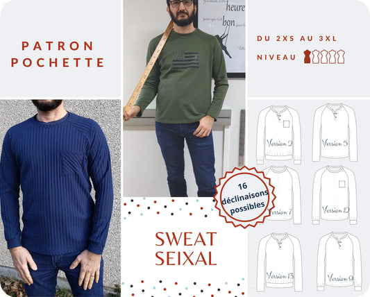 SEIXAL - Sweat, Pull, T-Shirt manches longues, Homme  tailles 2XS -> 3XL