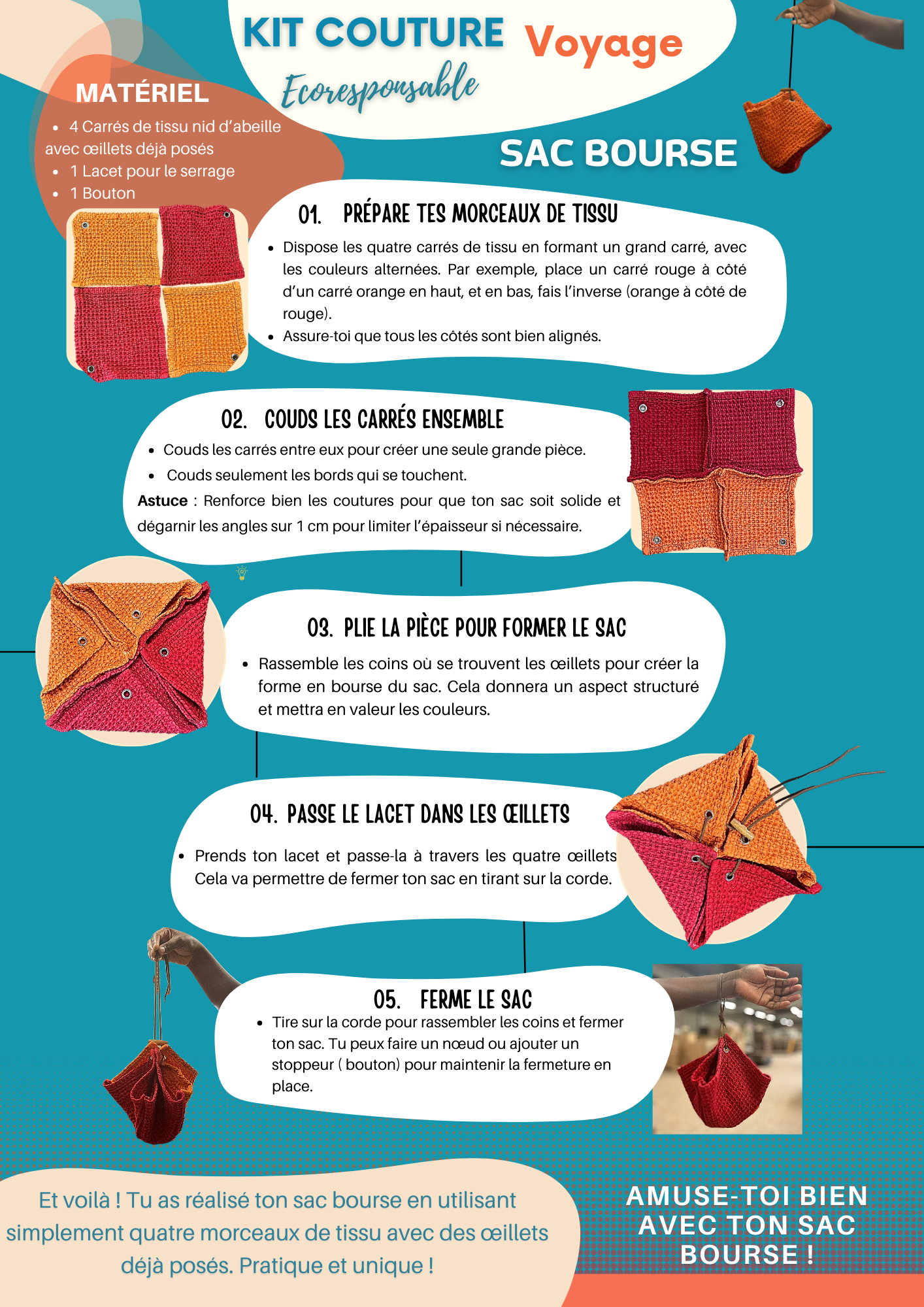 Le Tuto Gratuit : Sac Bourse, pochette + 3 Projets en Moins d'une Heure à tester avec le Kit Voyage! - kit couture - Stras...