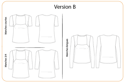 Box Couture Top Zénith : T-shirt col carré modulable 3 versions 32au 52