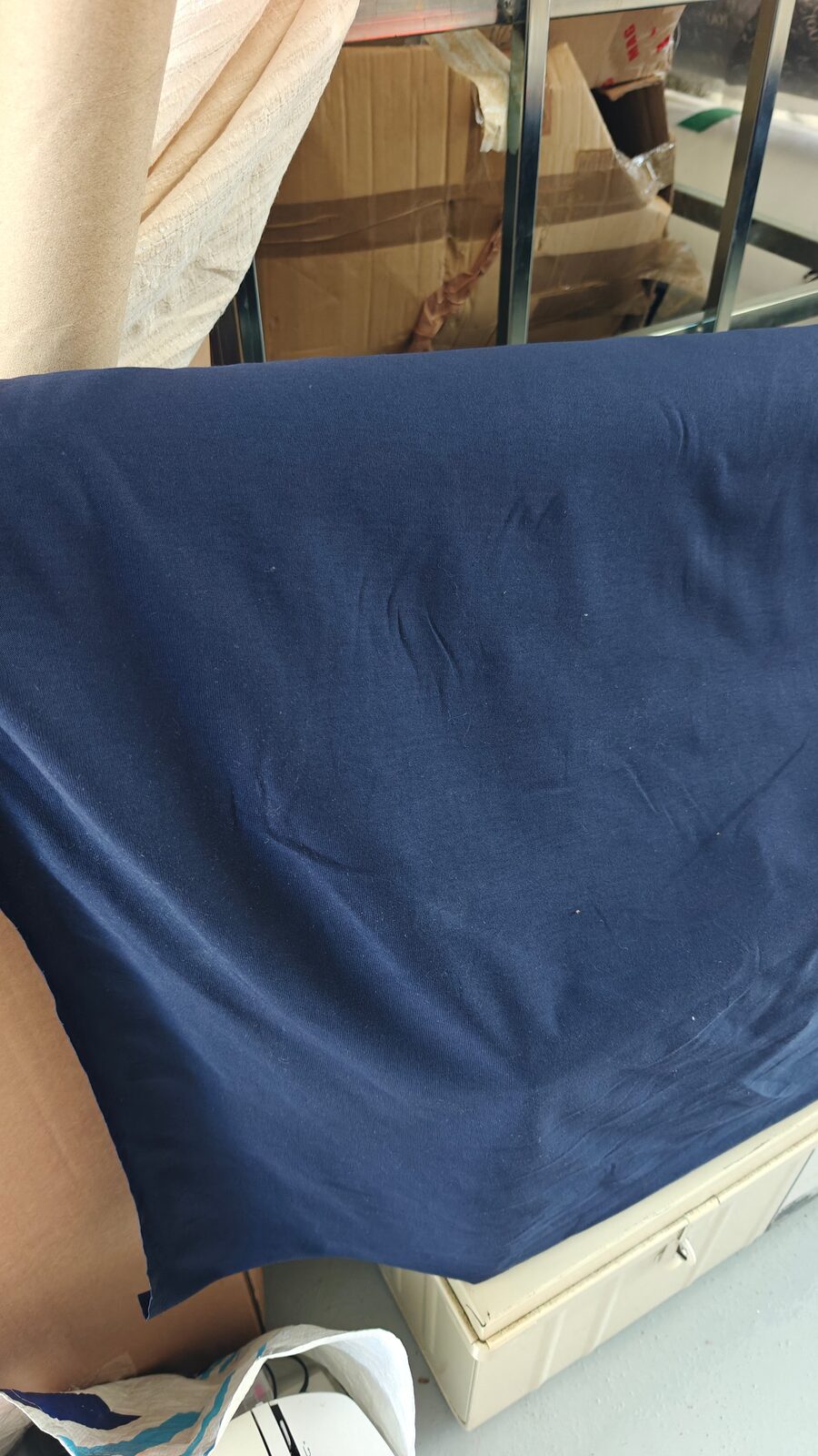 Jersey Fin 100% Coton Bleu Gris Blanc - vue 4