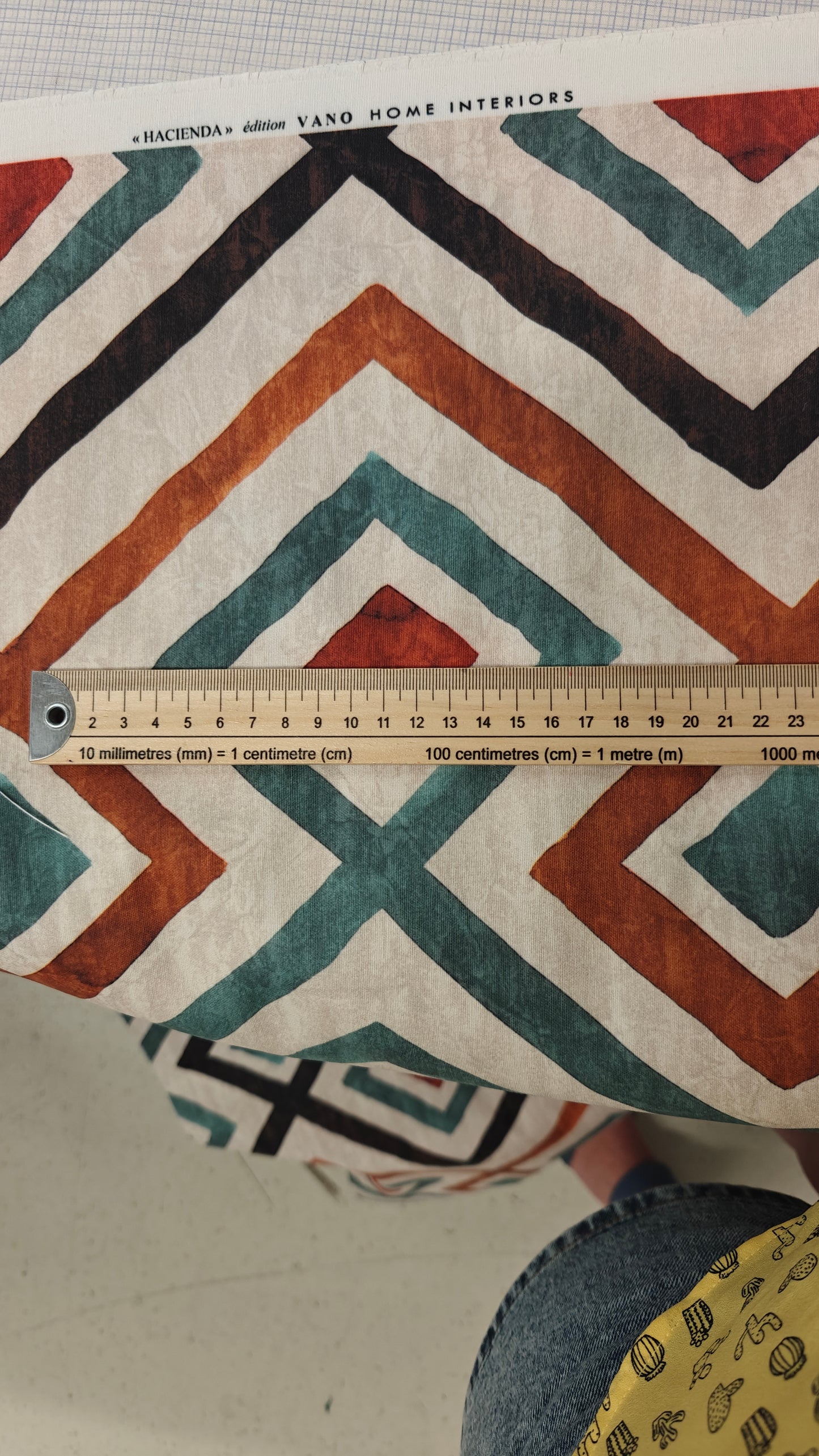 Coton Enduit Geometrique Ocre Kaki - 180x 140cm