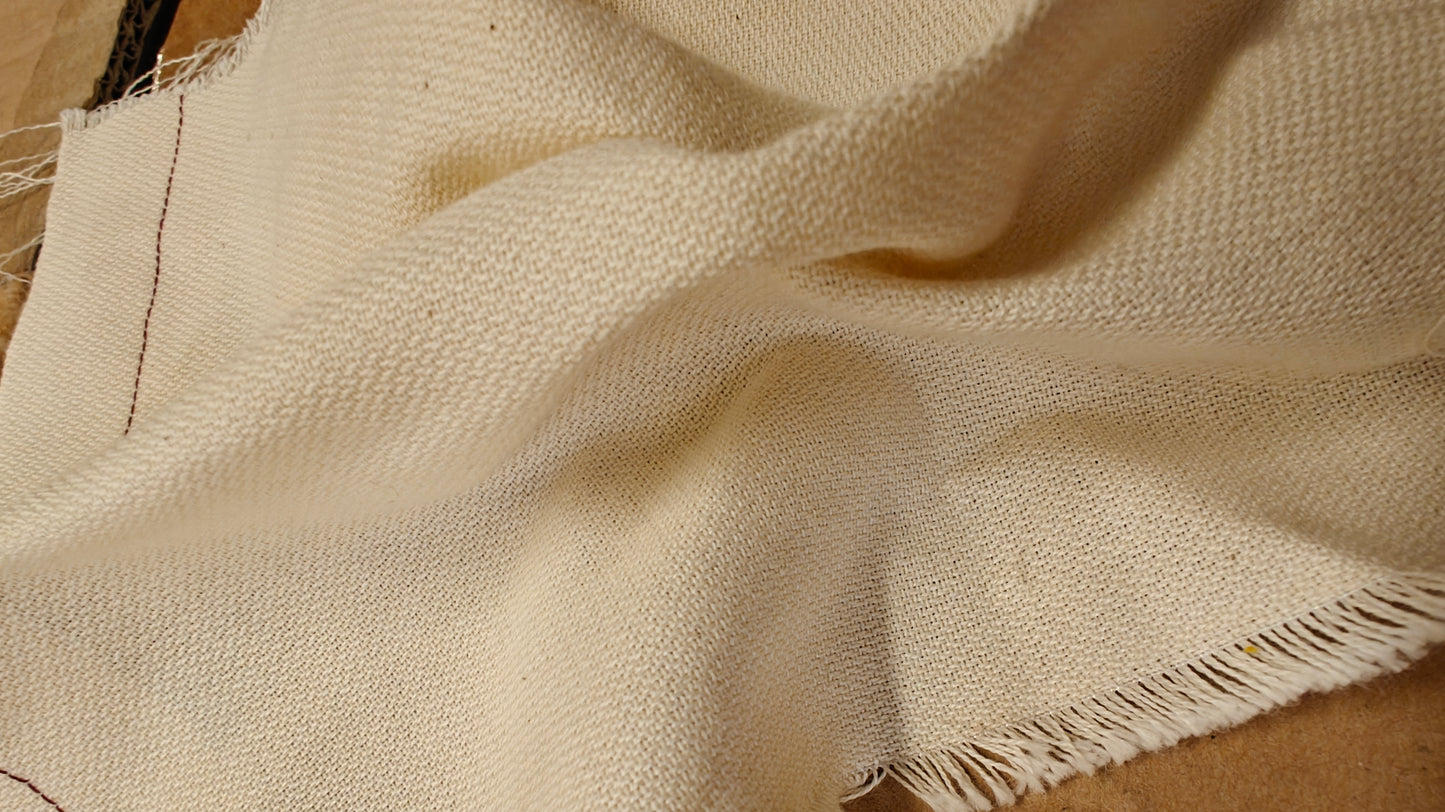 Toile Coton Bio Écru 225g/m² - Fabrication Vosges - Qualité Exceptionnelle - Laize 180cm au mètre
