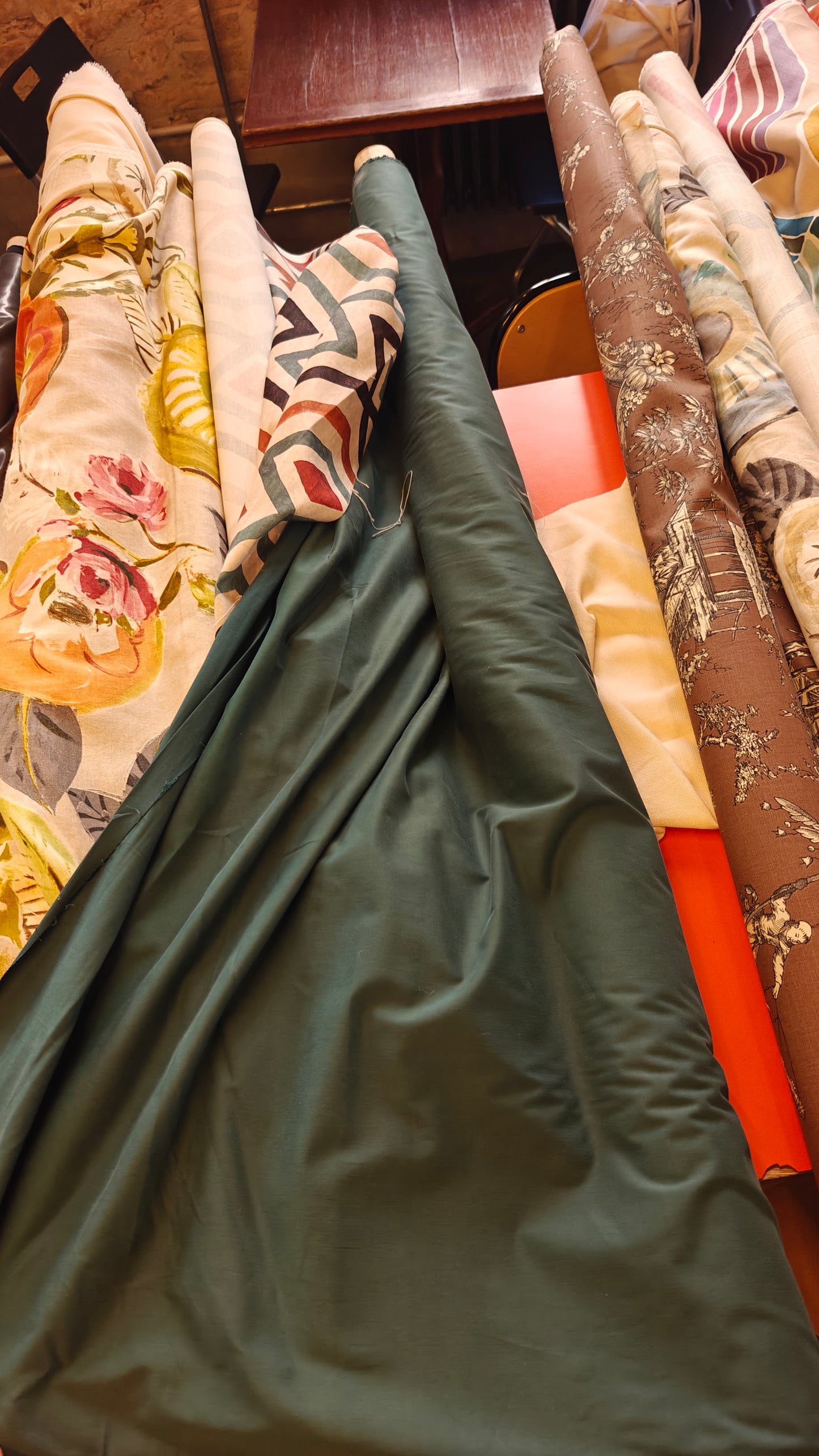 Uni Vert Sapin Satine - 140cm