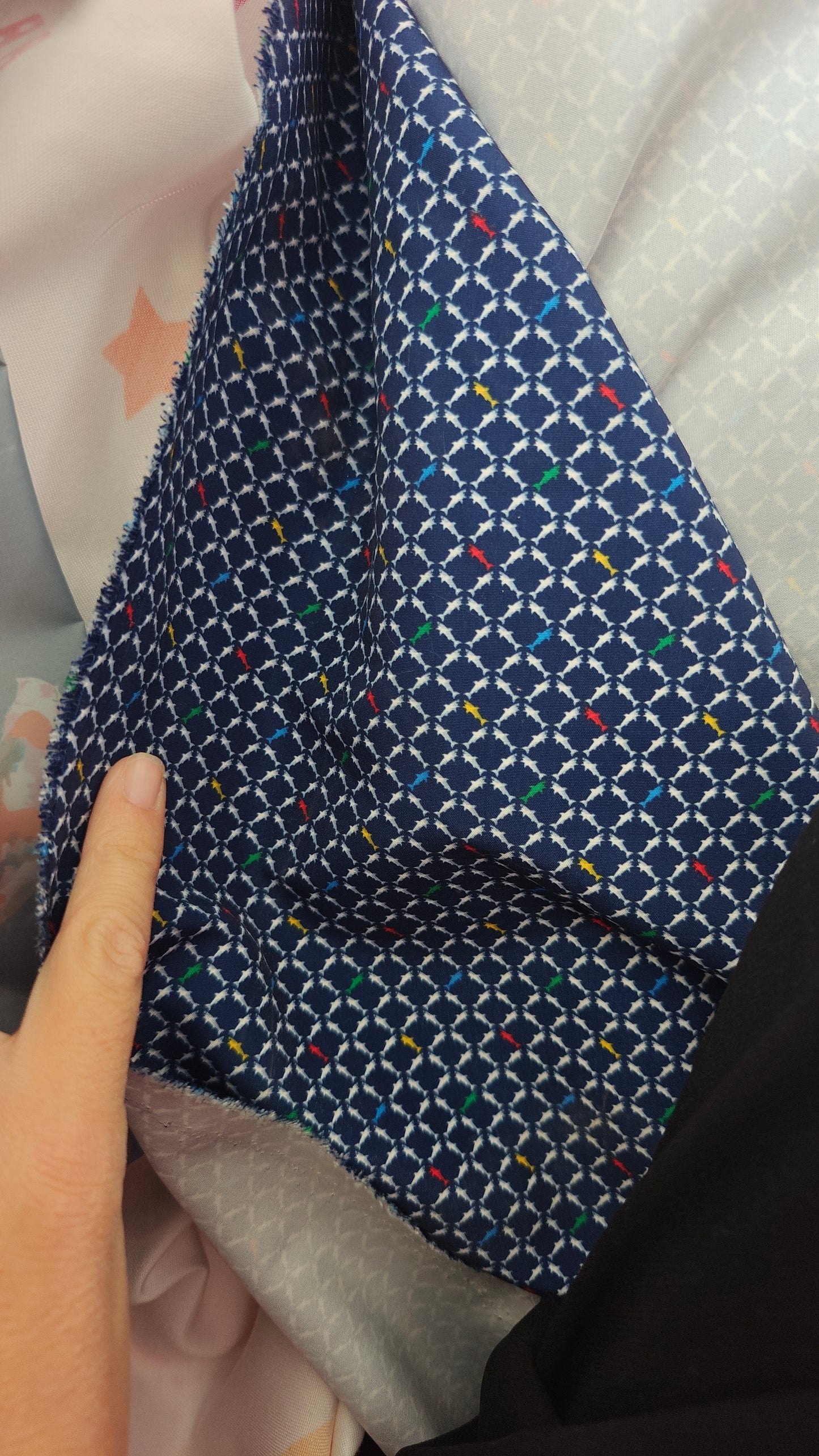 Coton enduit petits carreaux bleu marine