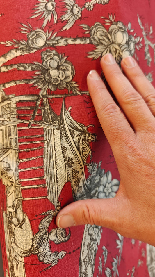 Toile de Jouy Rouge Orientale - 150cm
