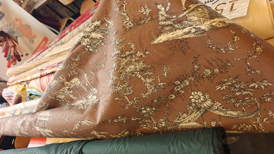 Toile de Jouy Chocolat Chinoiserie - 150cm