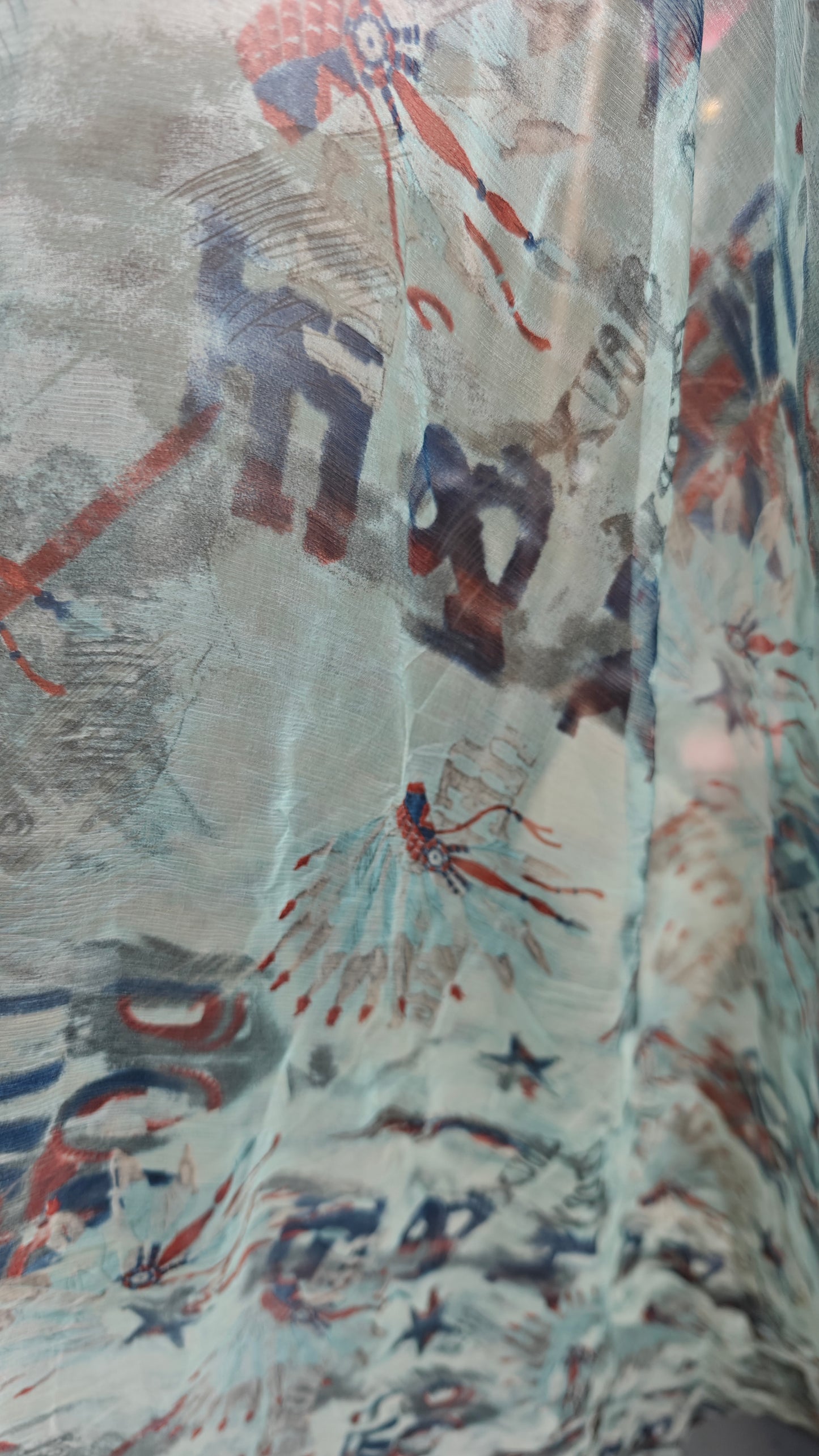 VOILAGE IMPRIME BLEU 250X140