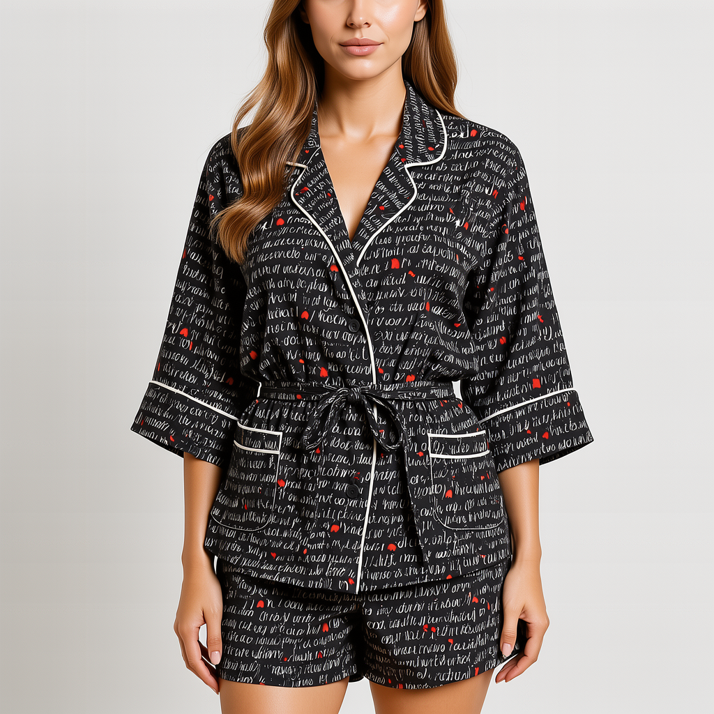 Tissu Messages Amour Saint-Valentin -au mètre x 150cm - Polyester/Viscose - semi rigide