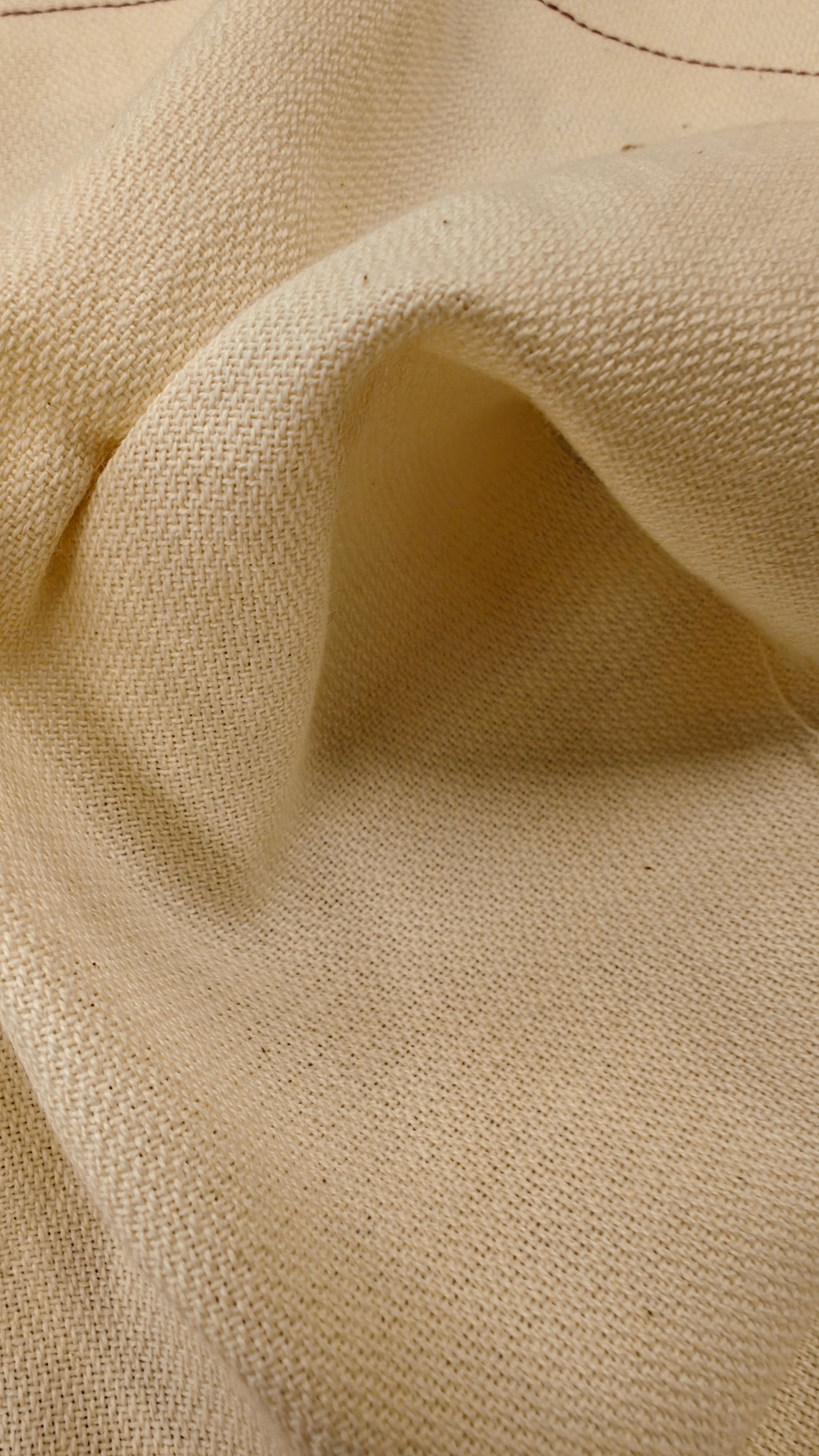 Toile Coton Bio Écru 225g/m² - Fabrication Vosges - Qualité Exceptionnelle - Laize 180cm au mètre