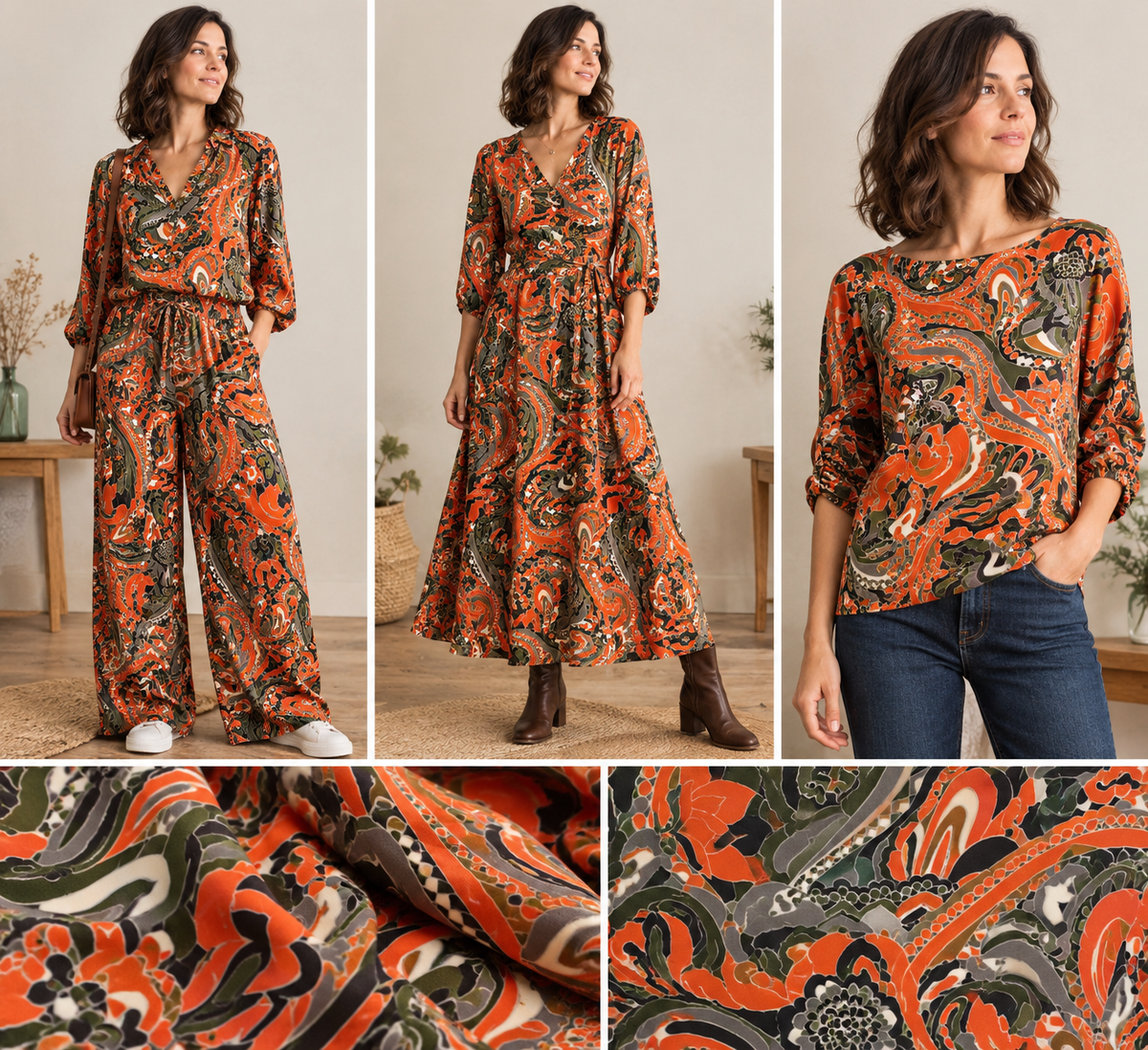 Viscose fluide vintage au mètre
