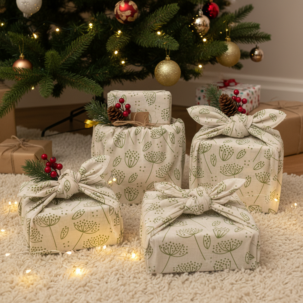 Furoshiki Coton Bio 41x41cm - Emballage Cadeau Réutilisable - Lot de 2 à 24 Pièces - 6 Coloris