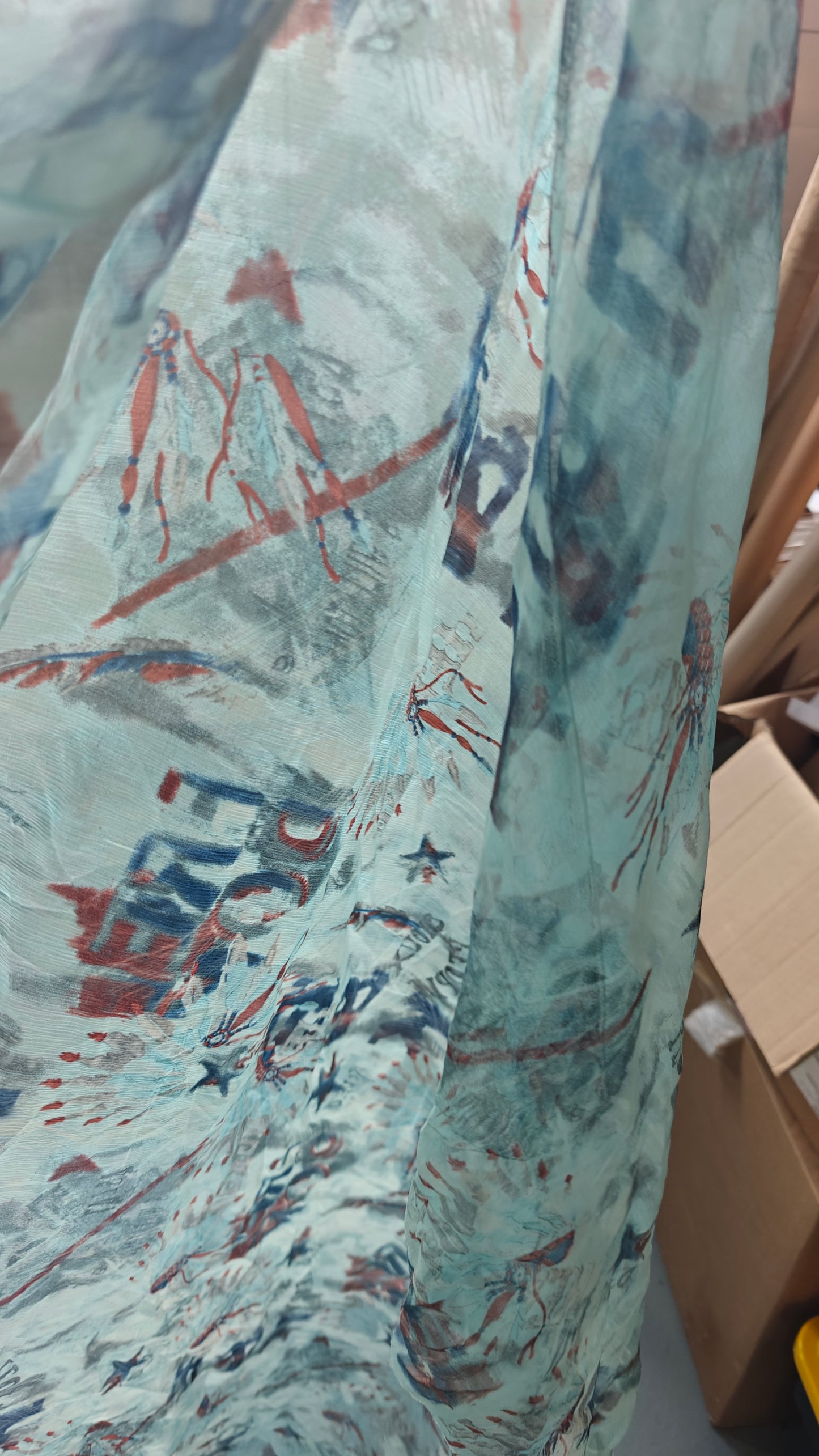 VOILAGE IMPRIME BLEU 250X140