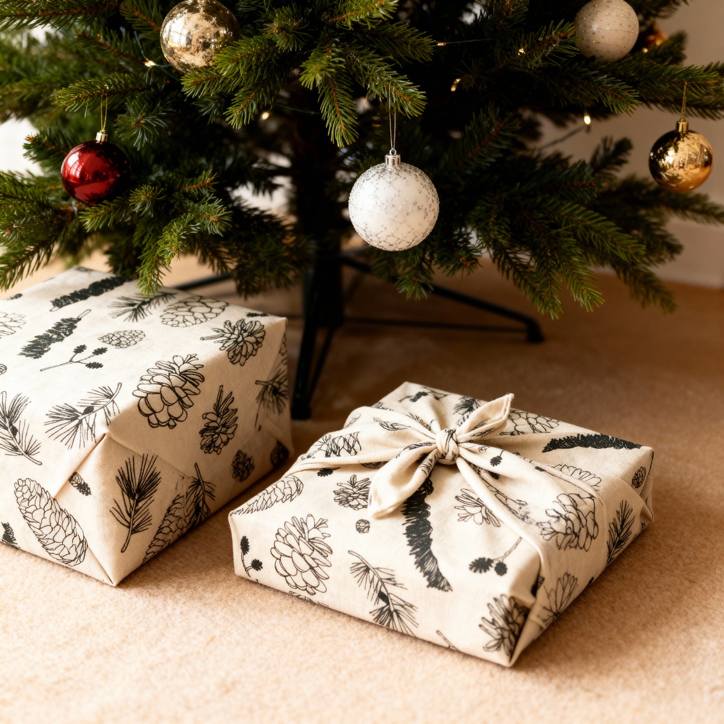 Furoshiki Coton Bio 41x41cm - Emballage Cadeau Réutilisable - Lot de 2 à 24 Pièces - 6 Coloris