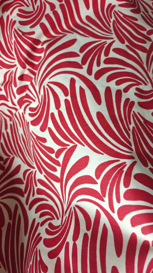 Coton 100% Tropical Rouge et Ecru - Printed in UK