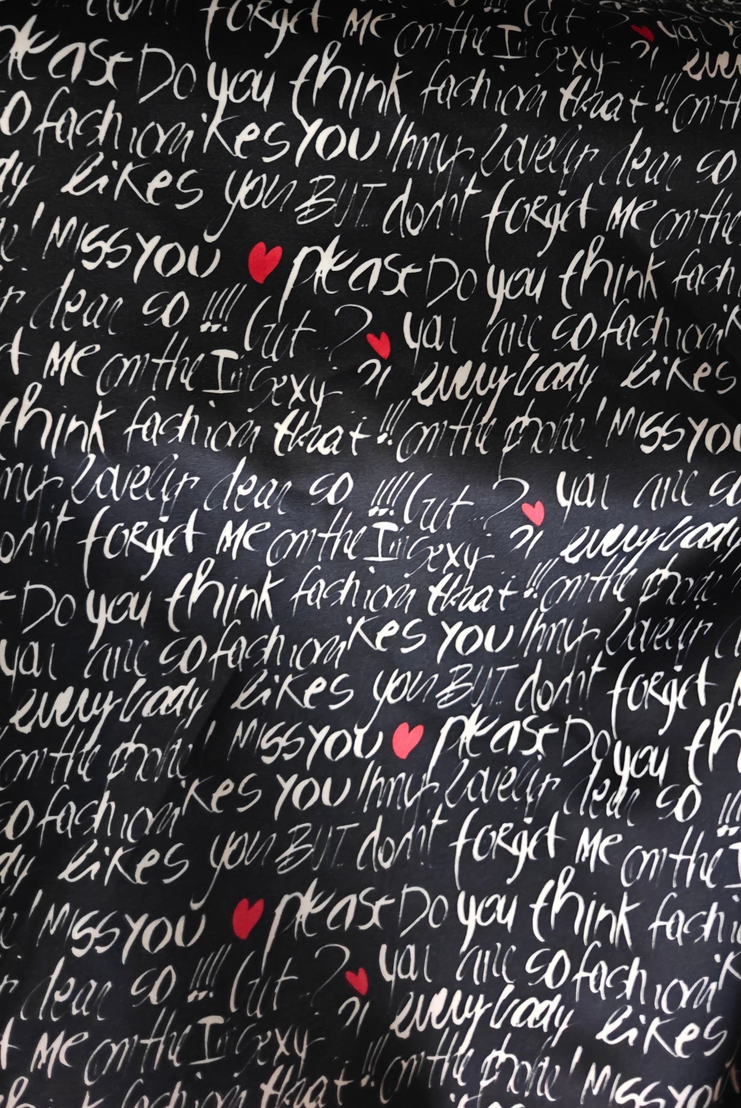 Tissu Messages Amour Saint-Valentin -au mètre x 150cm - Polyester/Viscose - semi rigide
