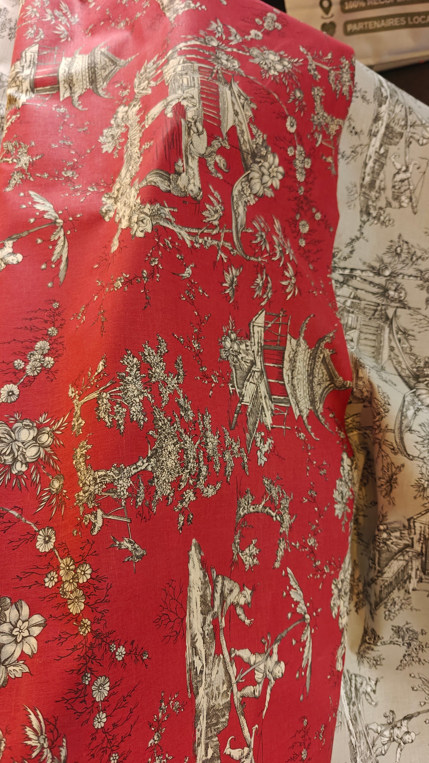 Toile de Jouy Rouge Orientale - 150cm