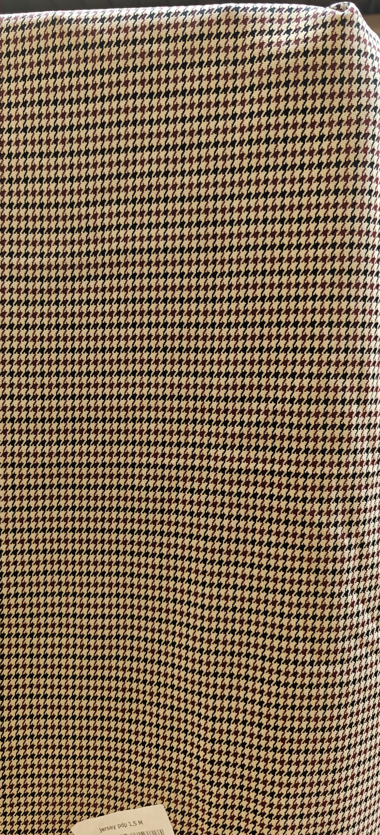 Jersey Pied-de-Poule Beige Bordeaux 150x139cm