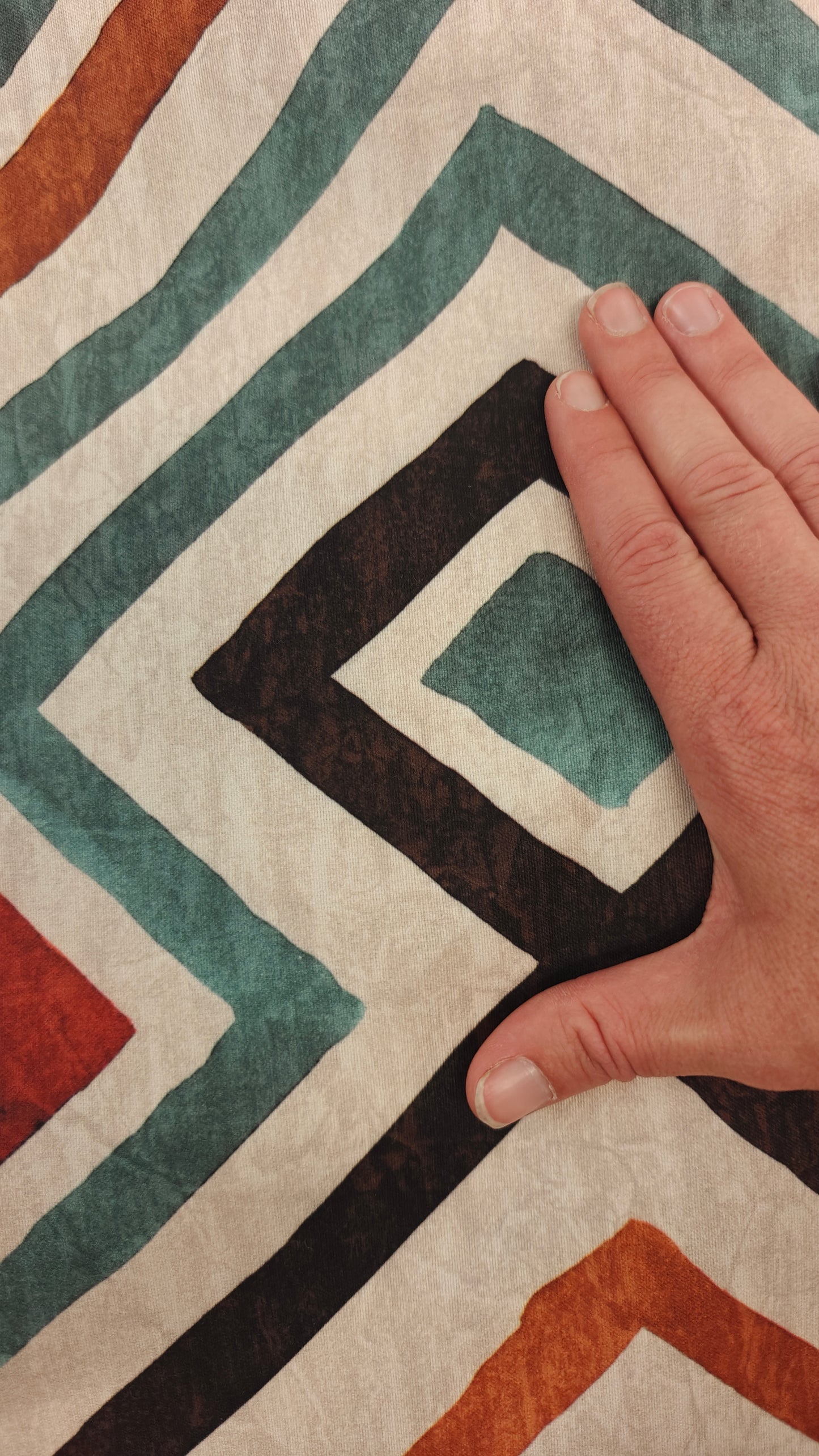 Coton Enduit Geometrique Ocre Kaki - 180x 140cm