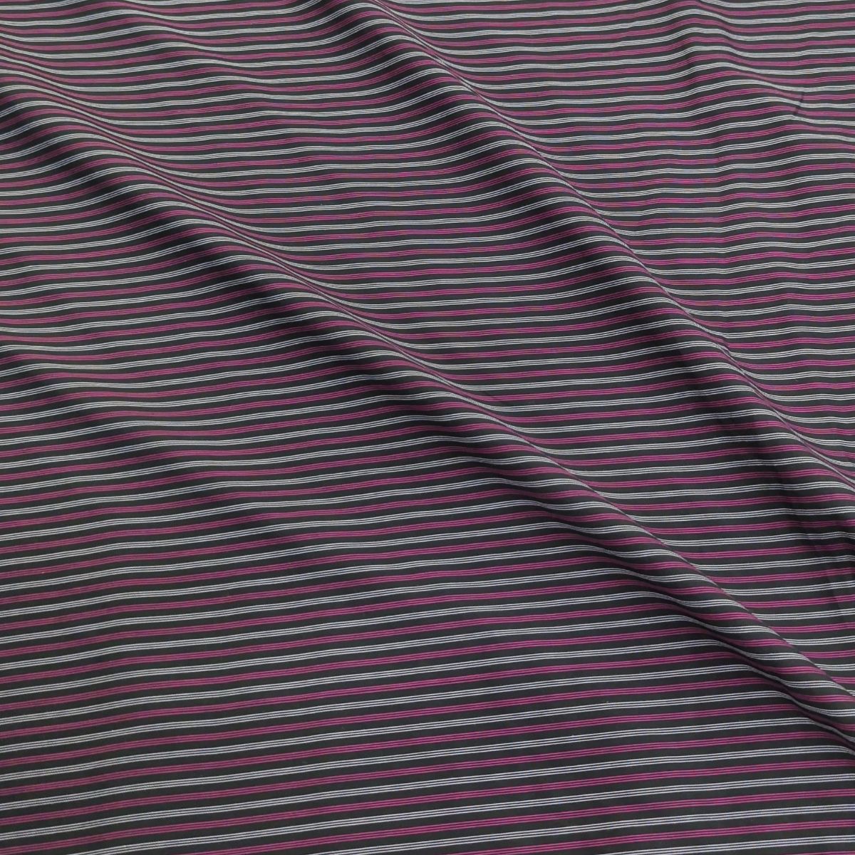 Tissu rayé fin gris/prune/blanc  Fin de série