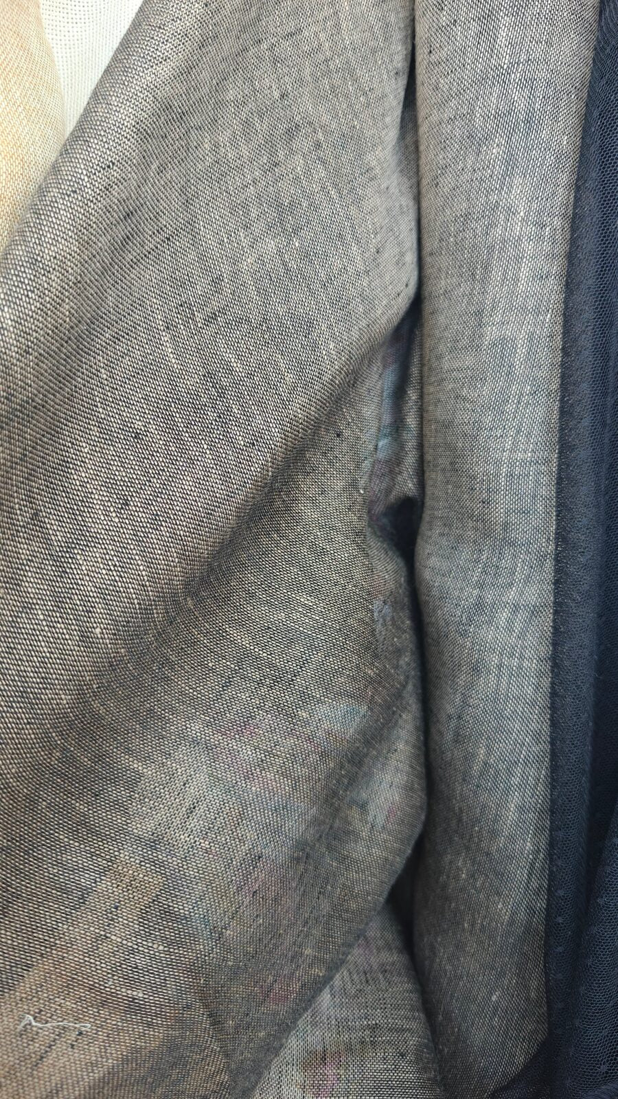 Voile lin gris chine coupon - texture